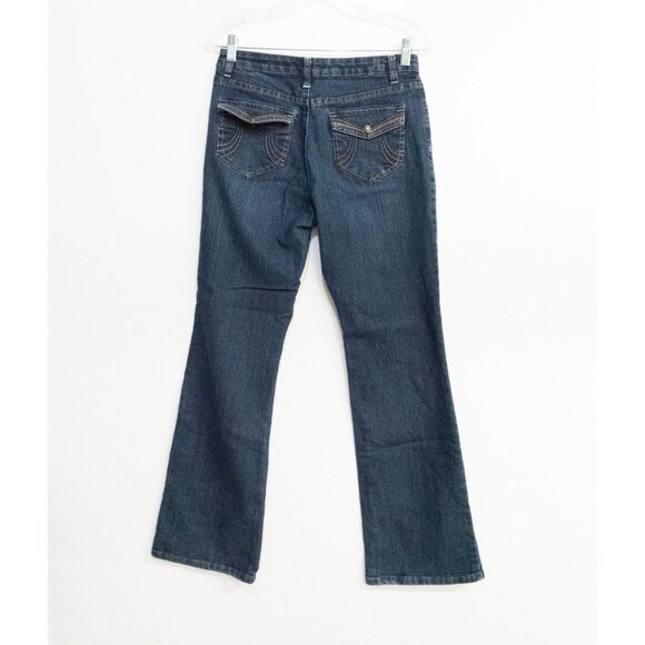 Solo Works Teens Blue Polycotton Denim Jeans Bootcut Dark Wash Medium Rise Zip 8 - Picture 1 of 6